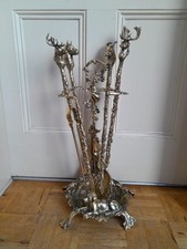 Brass Companion Set With Hunting Design Beatiful Set Deer Moose Dog Antelope