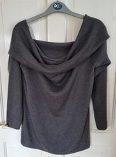 BNWT M&S  Women's  Grey Lightweight Off Shoulder Jumper Size 12