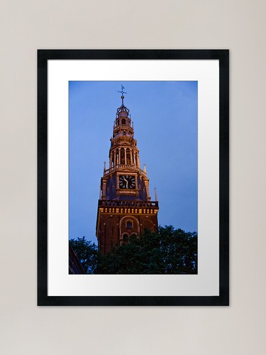 Dutch clock tower framed - dutch, art