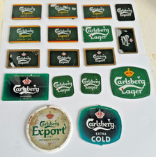JOB LOT OF 17 CARLSBERG LAGER FLAT PUMP BADGES - PUB HOME BAR BEER ALE SELECTION
