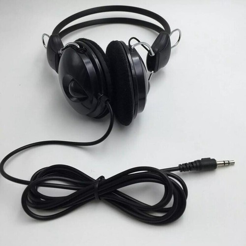 Black wired headphones headset - black,