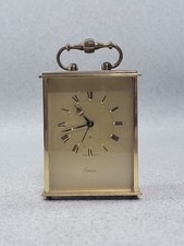 Vintage Swiza 8 Swiss Made Miniature Brass Gold Carriage Clock With Alarm Windup