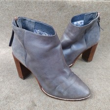 Ted Baker Lorca Heeled Boots Size UK 5 Zipped Ankle Grey Leather Suede Womens   