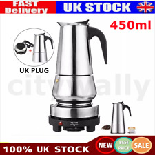 9 Cup Moka Pot with Electric Stove Classic Italian Espresso Coffee Maker 450ml