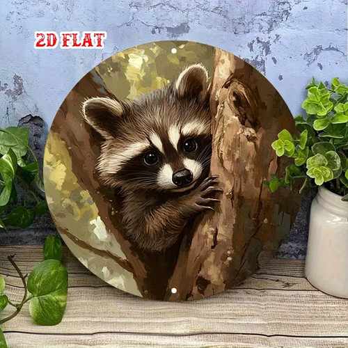 Raccoon metal plaque - plaque,