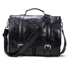 Contacts Genuine Leather Mens Briefcase 14 inches Laptop Bag