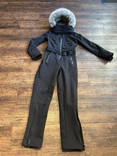 Ladies Size 10 Black Topshop Sno Belted Ski Suit , Snow Suit With Hood VGC