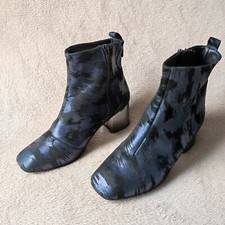 Kurt Geiger Womens Leather Ankle Boots Blue Black Silver Heel Size 37/4