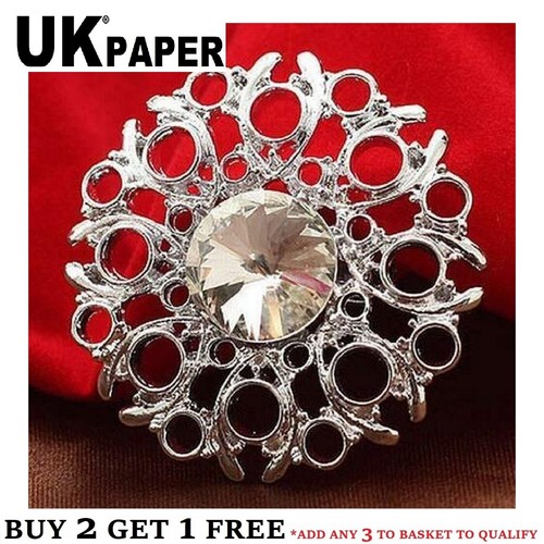 Silver tone flower - flower, gem