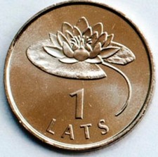 Latvia 1 lats 2008 Water Lily UNC (#1323)