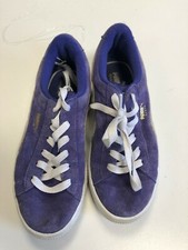 N651 WOMENS PUMA SUEDE PURPLE CANVAS LACE UP PUMPS TRAINERS UK SIZE 2 EU 34.5