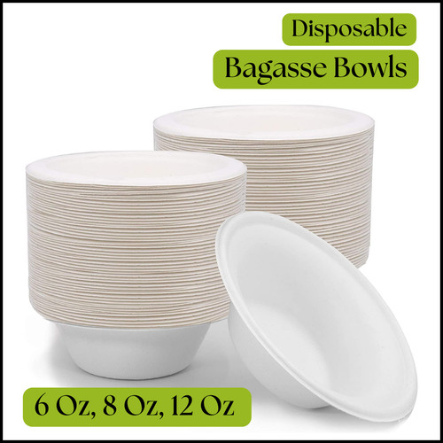 Bagasse disposable bowls 6oz - bagasse,