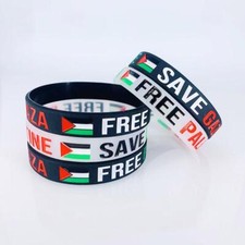 1-100X Free Palestine Silicon Wrist Band Palestinian Flag Bracelet Save Gaza UK