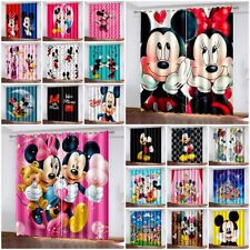 Kids Mickey Mouse Curtains Thick 3D Blackout Curtains Thermal Ring Top Eyelet UK
