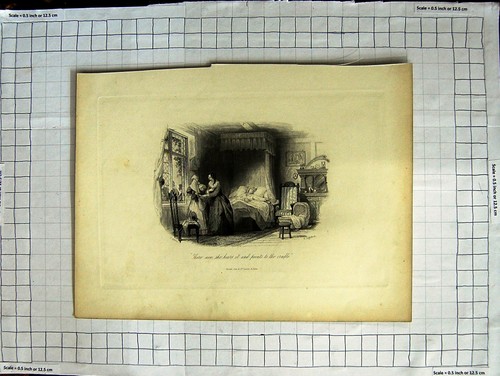 Original old antique print - old,
