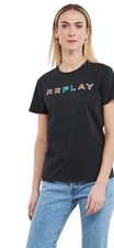 Women's Replay T-Shirt, Cotton, Crew Neck Tee, Black, S-XL