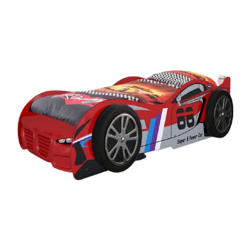Kids red turbo racing car - kids, bed