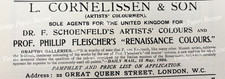 L Cornelissen & Son Artists Colours Art Materials 1906 antique print advert