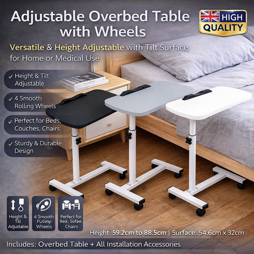 Adjustable overbed table - overbed,
