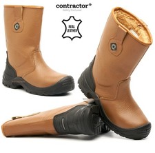 MENS WATERPROOF RIGGER SAFETY STEEL TOE CAP BOOTS FUR LINED WORK WELLIES SIZE UK