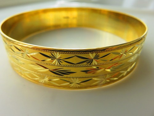Gold solid slave bangle - solid, 20mm