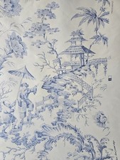 Scalamandre Pillement Toile white blue fabric 9m