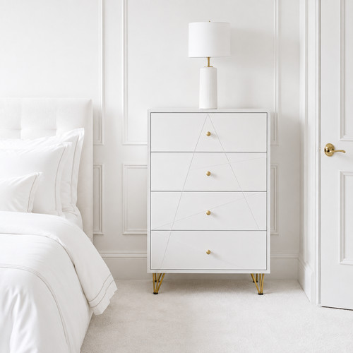 White tall chest drawers - chest, 4