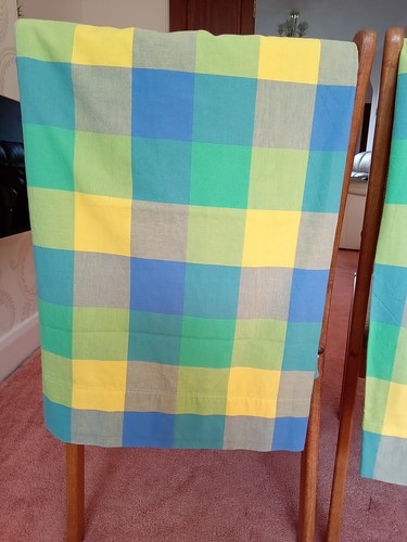 Green yellow blue - blue, curtains
