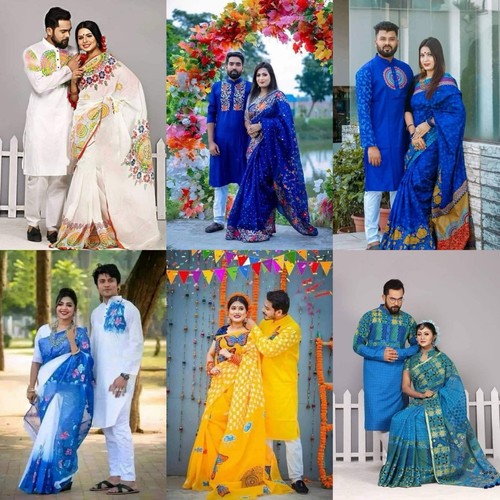 Matching saree panjabi block - matching, block/