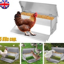 Automatic Chicken Feeder Poultry Feeders Self Opening Treadle Trough Ratproof UK