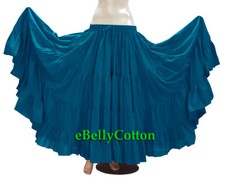 Dodger Blue Skirt 25 Yard 4 Tier Cotton Belly Dance Tribal Gypsy  Flamenco Jupe