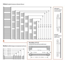 Radiatore elettrico termoarredo scaldasalviette piatto/piegato bianco/cromato