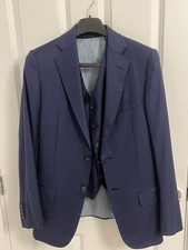 Alfred Dunhill 3 piece suit, electric dark blue, good condition. Size 38 Chest