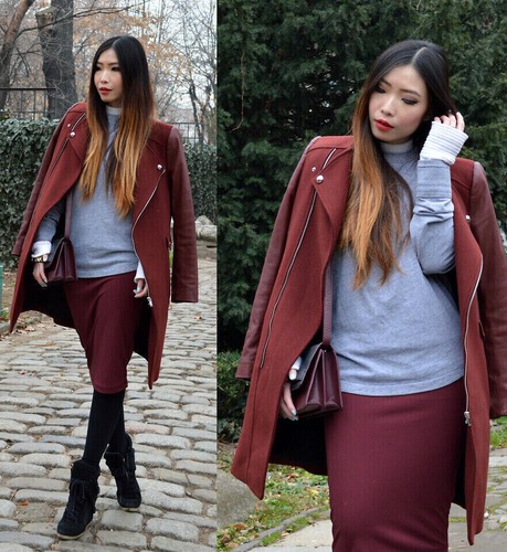 Zara burgundy wool - burgundy,
