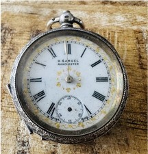 Antique Vintage H Samuel Sterling Silver 0.925 H/M Fob Pocket Watch-Not Working