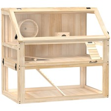 Hamster Cage Large Habitat Gerbil Enclosure Multi Level Wheel Seesaw Hut Wood 