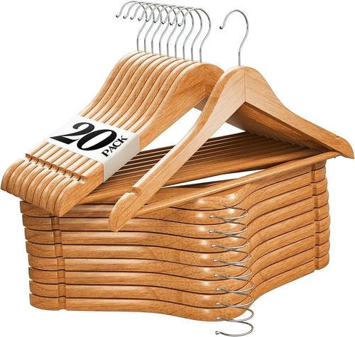 Natural wooden hangers - 20,