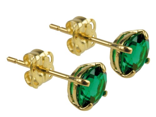 Emerald stud earrings 9ct gold - earrings,