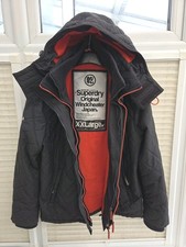 Men's XXL / 2XL Superdry Grey & Orange Hooded Argyle  Windcheater. Great Cond.