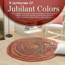Rug Round Natural Jute Cotton