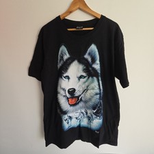 Wild Tshirt Large Black Husky Dog sled Graphic print