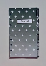 Filofax Personal Organiser Labelled Dividers - Smart Grey & White Star Laminated