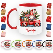 Personalised Name Coloured Inside & Handle Mug Coffee Santa Christmas Cup Gift
