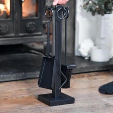 Deluxe "Francisco" Black Contemporary Four Piece Fireside Companion Set - 40cm