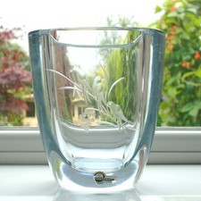 Signed Swedish Stromsbergshyttan Heavy Art Glass Vase / Scandanavian Glass