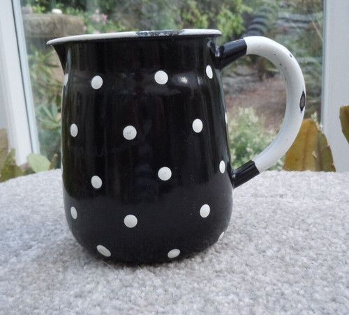 Vintage enamel black spotty - vintage,