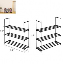 3Tiers Narrow Shoe Rack Shoe Shelf Vertical Tall Slim Footwear Storage Organizer