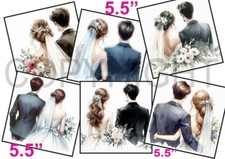 6 XL Card Toppers 5.5" Wedding Couples Neutral Colours CRAFTS/TAGS Anniversary A