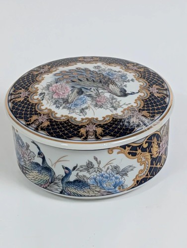 Peacock floral chintz - chintz, round