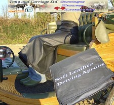 Carriage Driving Leather Apron Wrap Around Soft Black Leather Cotton Lined Apron